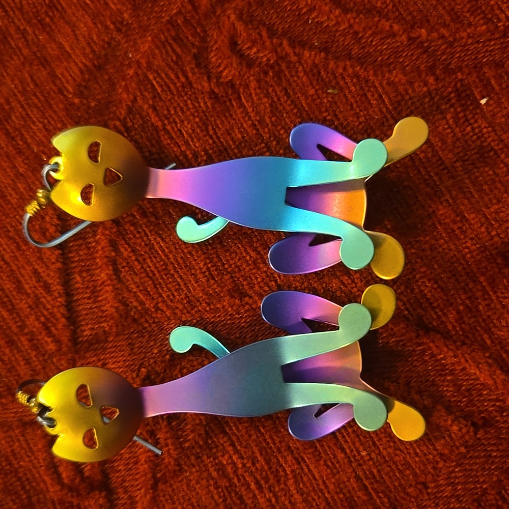 Anodized Aluminum Cat Earrings